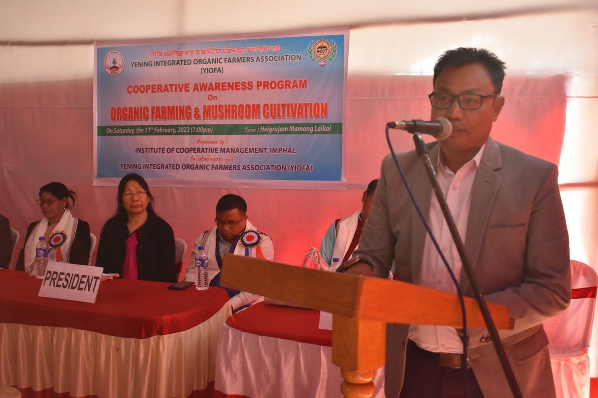 IcmImphal's tweet image. Cooperative Awareness Programme &amp;amp; Organic Farming &amp;amp; Mushroom Cultivation (under Scaling up) organized by ICM Imphal in collaboration with Yening Integrated Organic Farmers Association held at Heigrujam Mamang Leikai, Imphal West  on 11.02.23 (Saturday). 
#icm_imphal #ncct #ricm