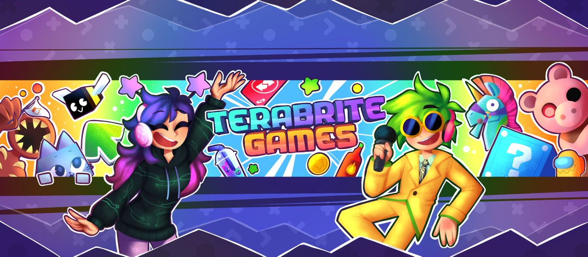 fizzysaur's tweet image. YouTube banner commission for @TeraBriteGames !!
Was a blast working on this, super happy with the result :) #Roblox #RobloxArt #RobloxArtCommissions