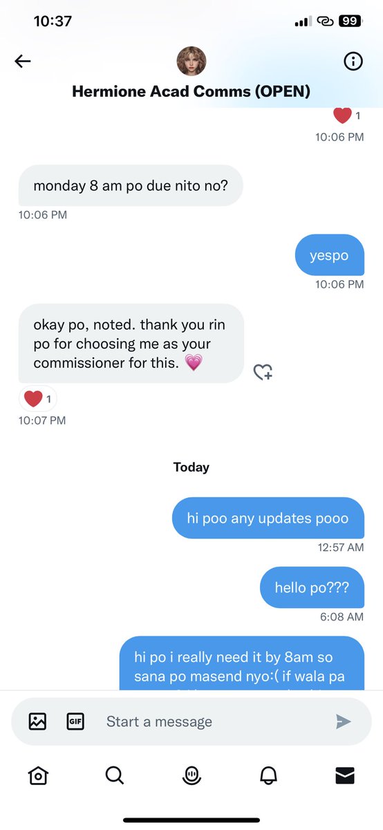 clientt001's tweet photo. ‼️‼️ 
not sure whats the reason or talagang scammer but i secured this task with @hermioneacads last saturday but haven't heard from her , kahit we agreed na today 8am ang deadline. 

irdk what to do rn -- how to find a new commer to do it asap &amp; get my money back 🙁 https://t.co/ibjIe6hg6e