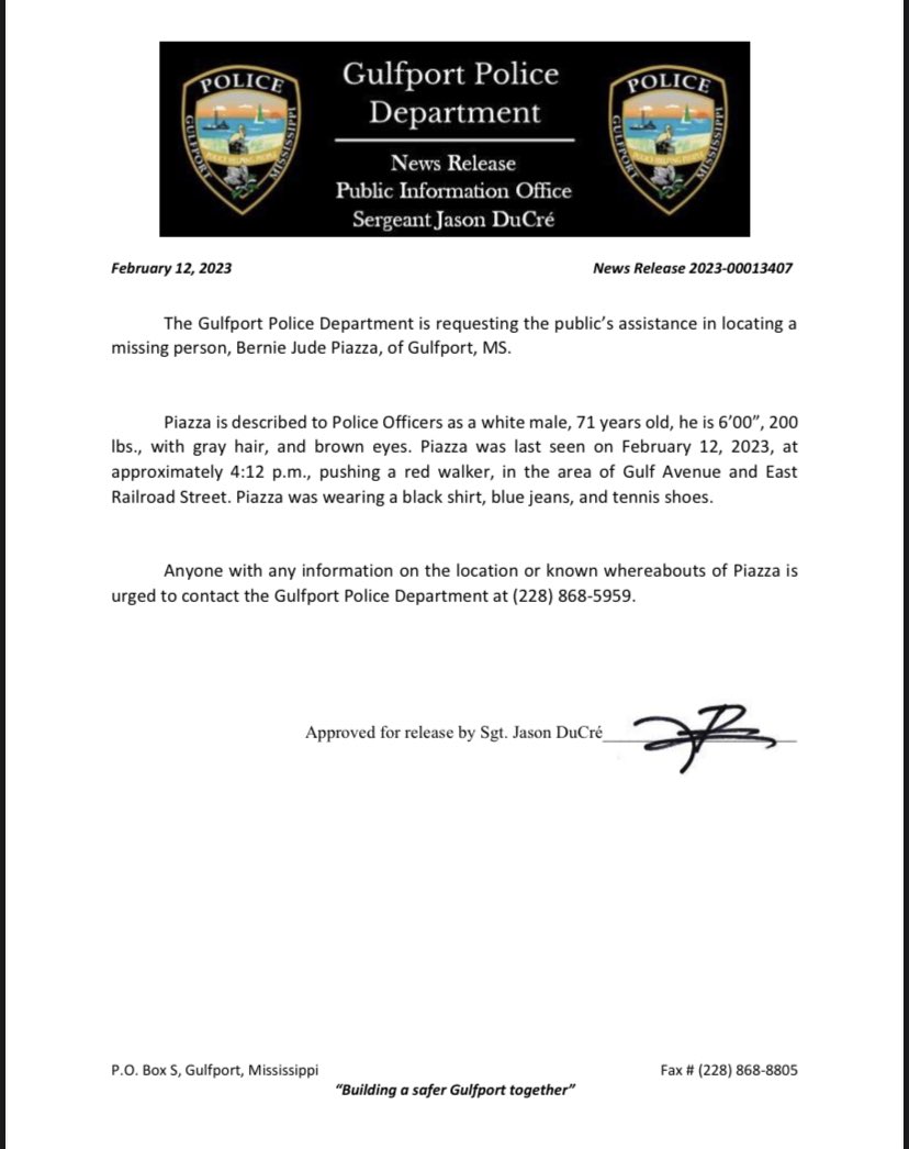 Gulfport Police Dept on Twitter "The Gulfport Police Department is