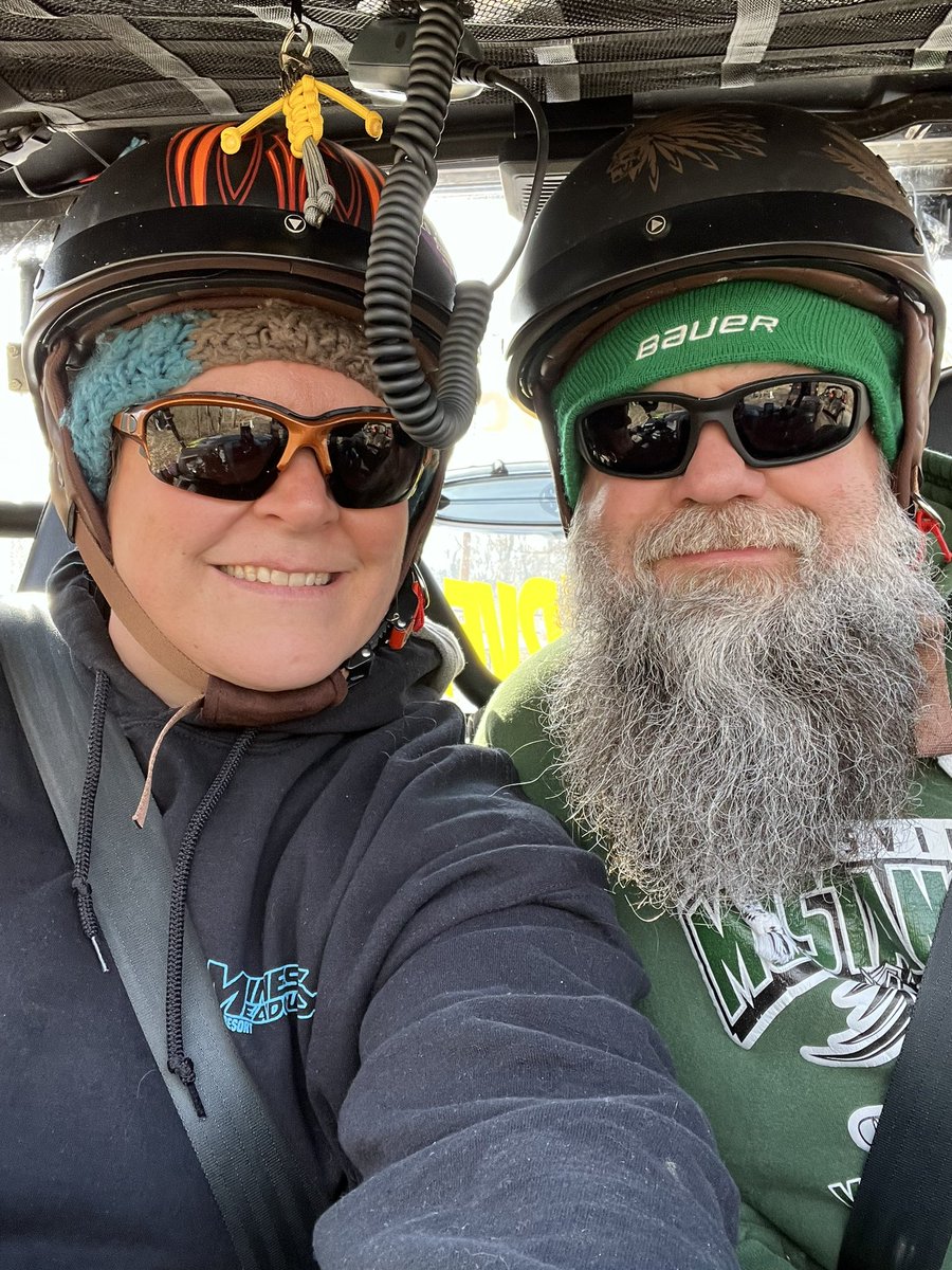 KitKatWhosAtBat's tweet photo. A muddy ❤️ Valentine’s Day ❤️ ride at @MinesandMeadows in Wampum with the @NotDoneYetAdv crew! Hey @dabgcat look at how cute we are! https://t.co/WZrW8RQRe7