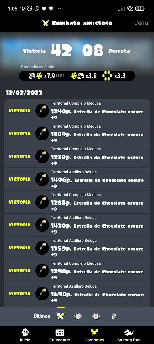 42 partidas ganadas Splatfest en Formal 🤠