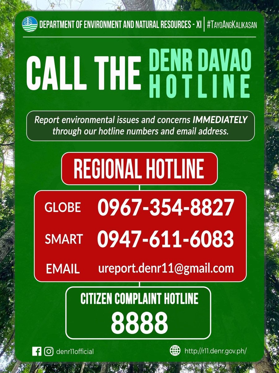 DENR on Twitter "ATTN Report any environmental issues and concerns immediately through DENR