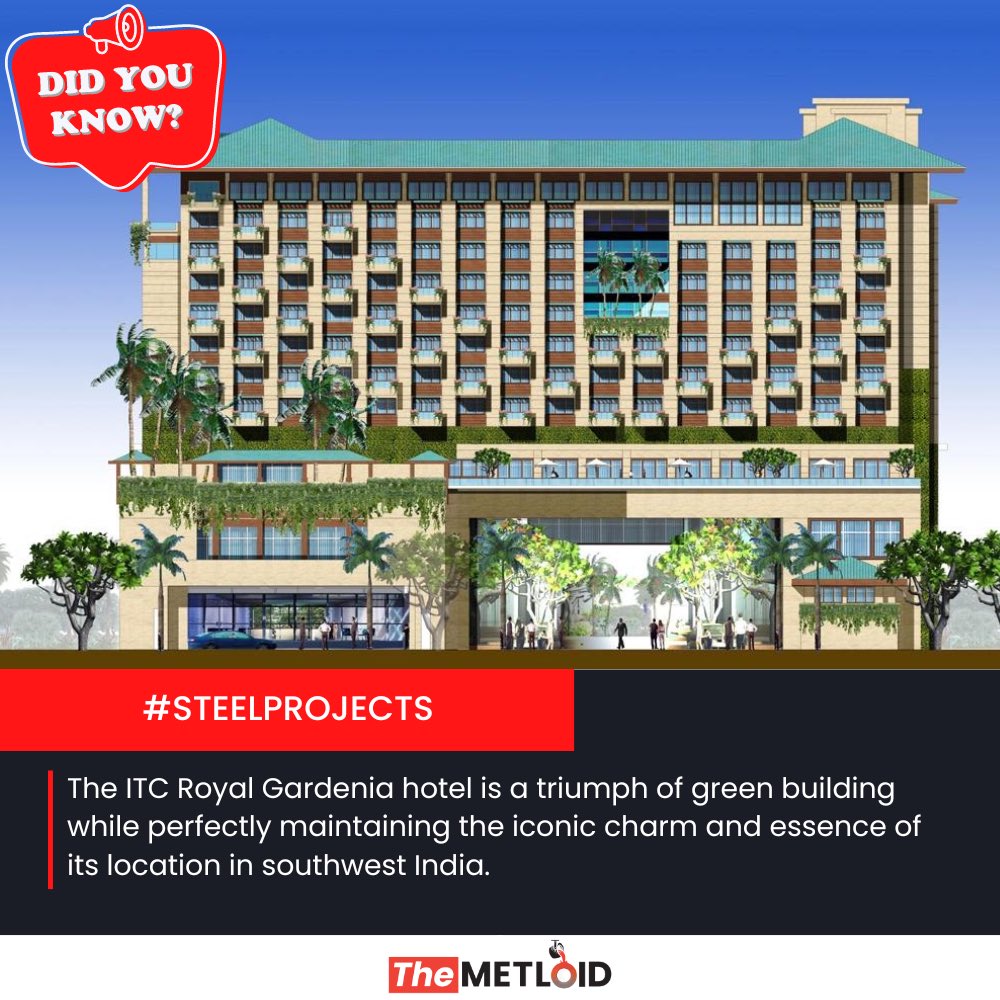 MetaMarketInfo's tweet image. Indian conglomerate ITC’s new luxury hotel ‘The ITC Royal Gardenia’ in Bengaluru, Karnataka, India, is conferred the highest rating for green buildings in the world – the LEED India Platinum Rating.  #steelProjects
@ITCHotels @worldsteel