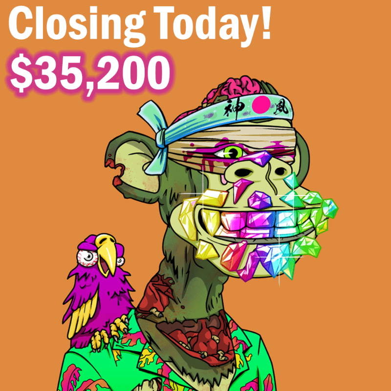 MetaWin's tweet photo. Closing TODAY! $35,200 M1 Mutant Ape #12450. 🍌 

Will you be the winner? 

Claim your final entry now at: https://t.co/YQa0I8gG1m