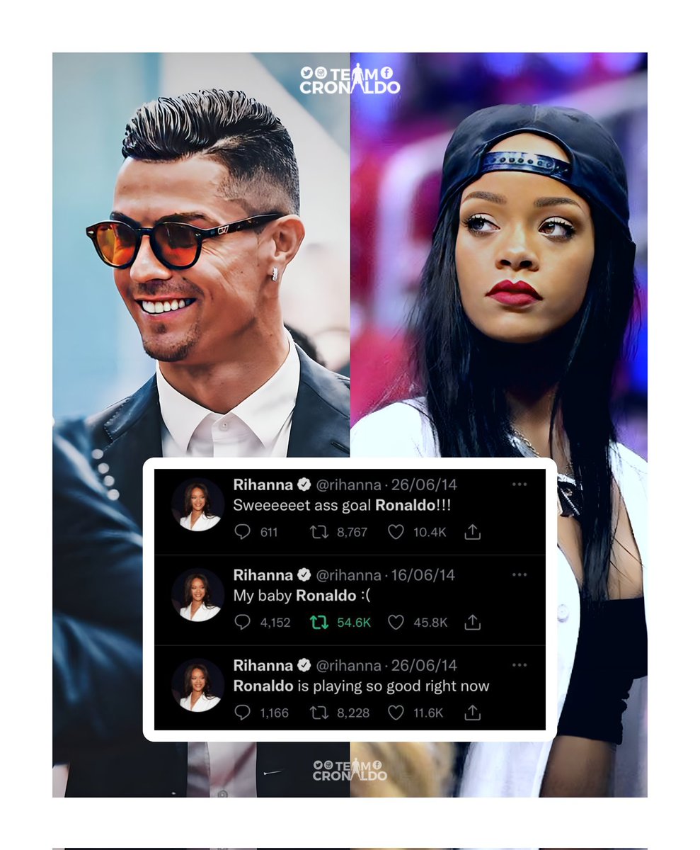 TeamCRonaldo's tweet photo. Only Ronaldo can make Rihanna go crazy about football.🐐 https://t.co/6b3UJ6x41y