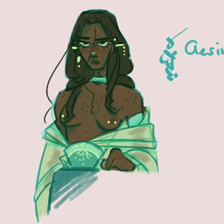 my art style is so inconsistent but happy birth to my oc aesin💚 literally the babygirl ever 