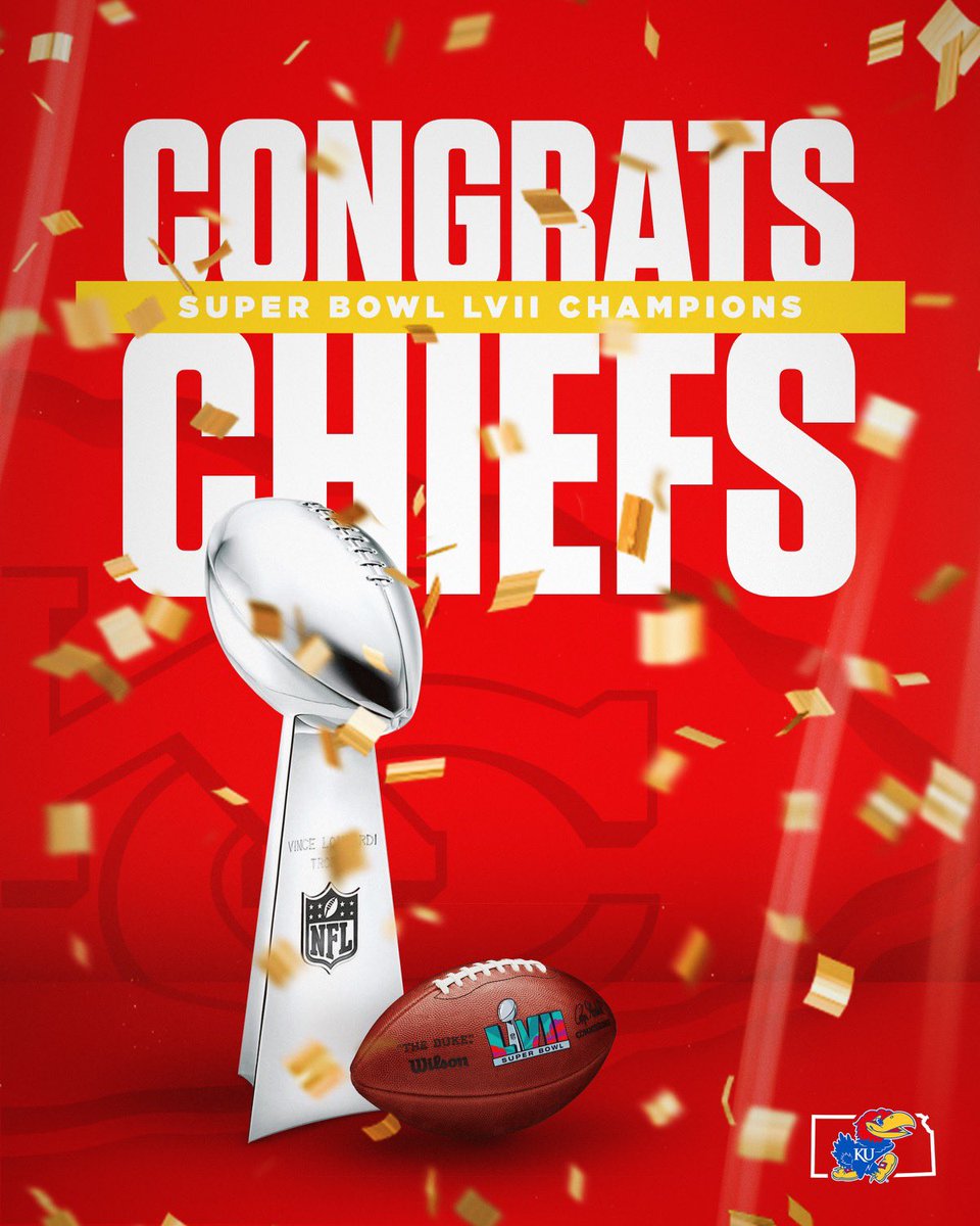 KU_Football's tweet photo. Super Bowl Champions 🏆

Congrats to the @Chiefs and all of #ChiefsKingdom https://t.co/cKokS2YkrC