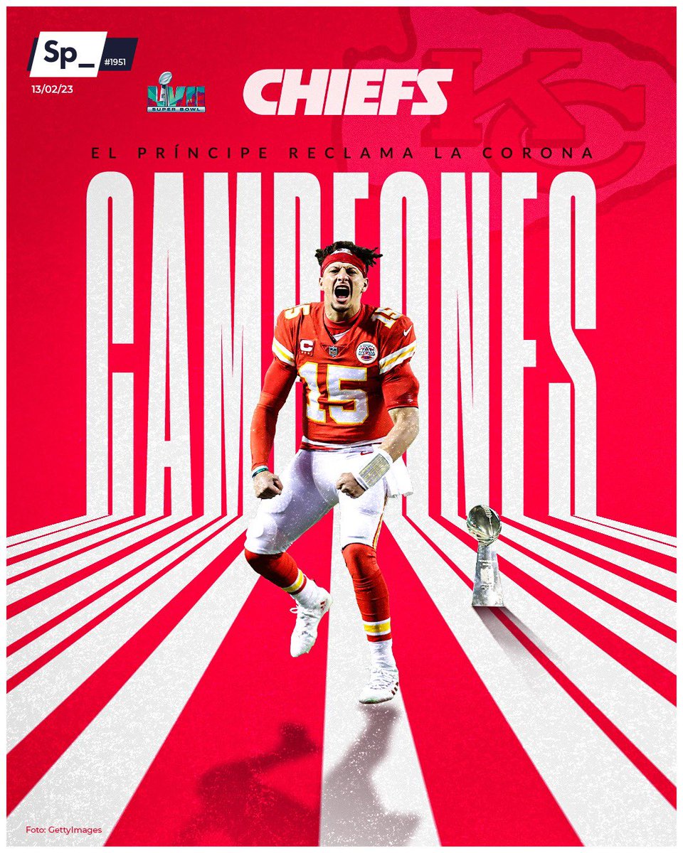 SpheraSports's tweet photo. 🏆 ¡KANSAS CITY CHIEFS GANA LA SUPER BOWL! 

🏈 Una gran remontada ante Philadelphia en la segunda mitad, liderados por Mahomes y por su entrenador Andy Reid, permite a los Chiefs vencer la NFL por tercera vez en su historia. https://t.co/S6eCjmvbnt