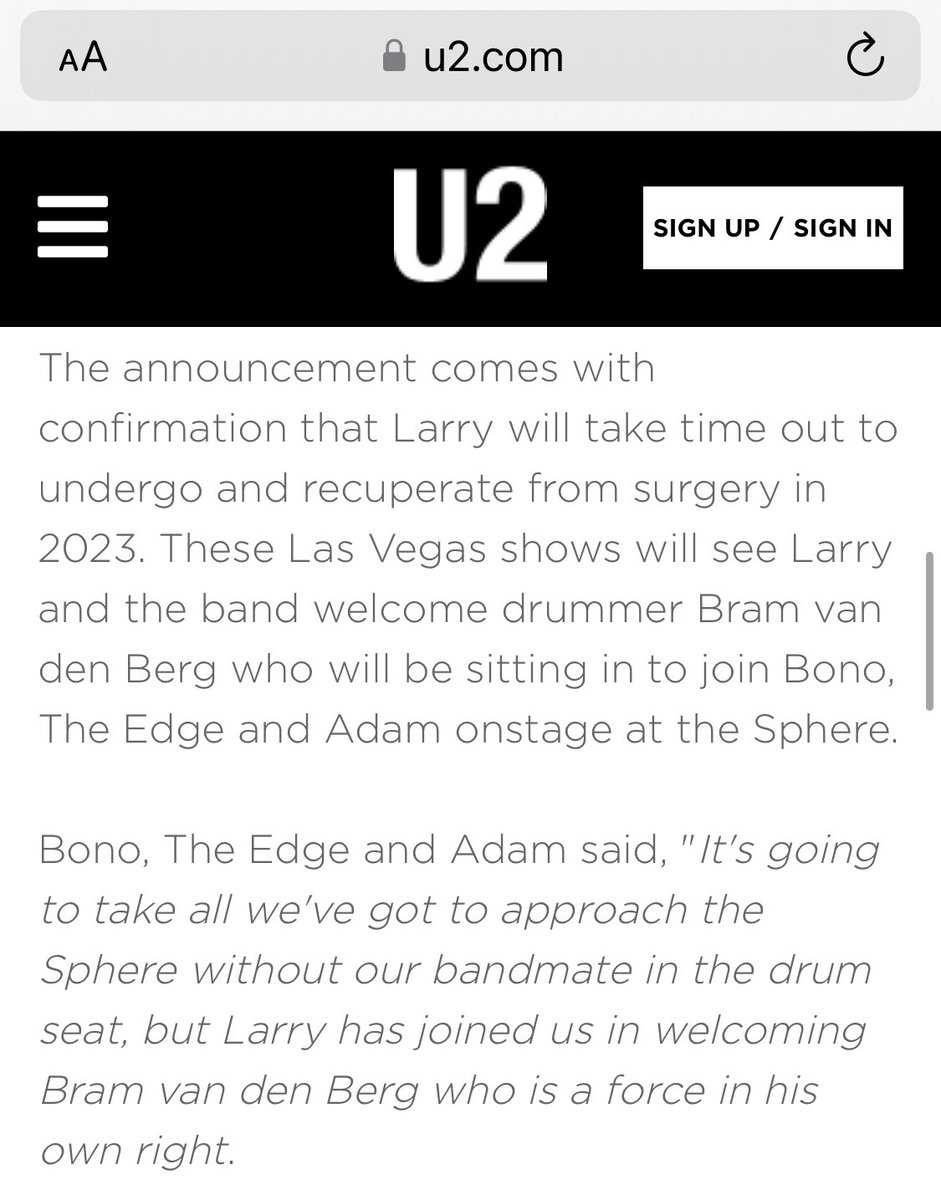 U2_News's tweet photo. Without Larry https://t.co/IUExp1oxE8