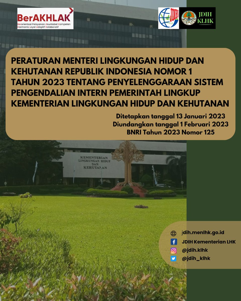 Peraturan Menteri Lingkungan Hidup dan Kehutanan di atas sudah dapat diunduh di website JDIH Kementerian LHK
jdih.menlhk.go.id
--
#kementerianlhk
#jdihklhk
#peraturanmenterilhk
#birohukumklhk