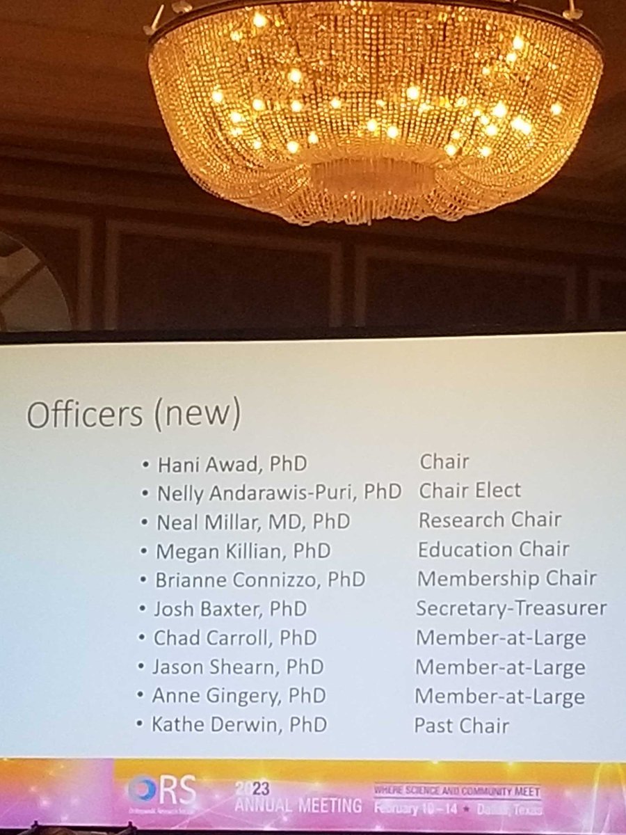 Exciting update that our Fearless Leader <a href="/NAndarawisPuri/">Nelly Andarawis-Puri</a> is beginning her term as Chair Elect of <a href="/ors_tendon/">ORS Tendon Section</a>! Looking forward to more great meetings in the future!