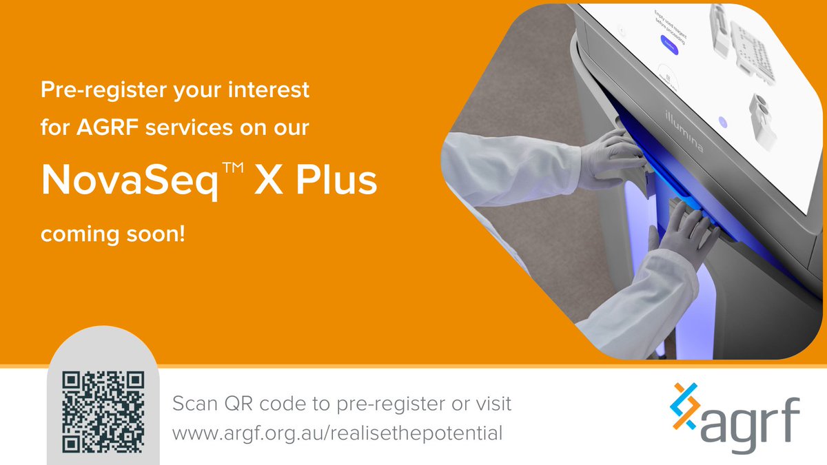 AGRF_genomics's tweet photo. 💻Link in our bio or scan QR code to find out more and pre-register your interest in @illumina NovaSeq™️ X Plus services at #AGRF

#genomics #RealiseThePotential #sequencing #NextGenSequencing #AustralianScience #technology https://t.co/PYjhGtBqlH