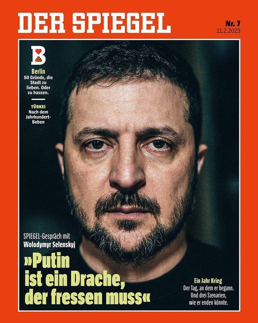 The New Voice of Ukraine on X: "Ukrainian President Volodymyr Zelensky  appears on the cover of the latest issue of German weekly news magazine Der  Spiegel. The cover is captioned: "Putin is
