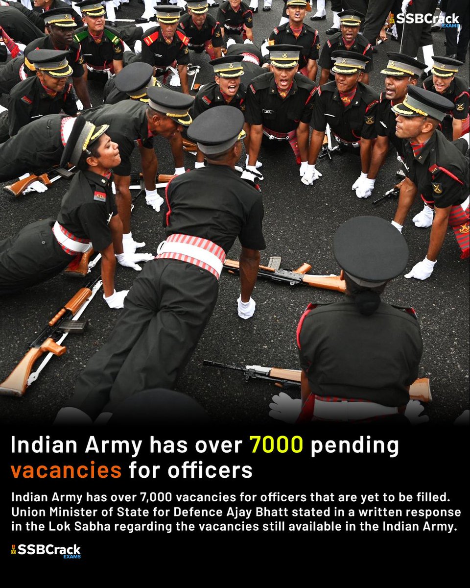 SSBCrack's tweet photo. Indian Army has over 7000 pending vacancies for officers. https://t.co/e3s3V6SiOR