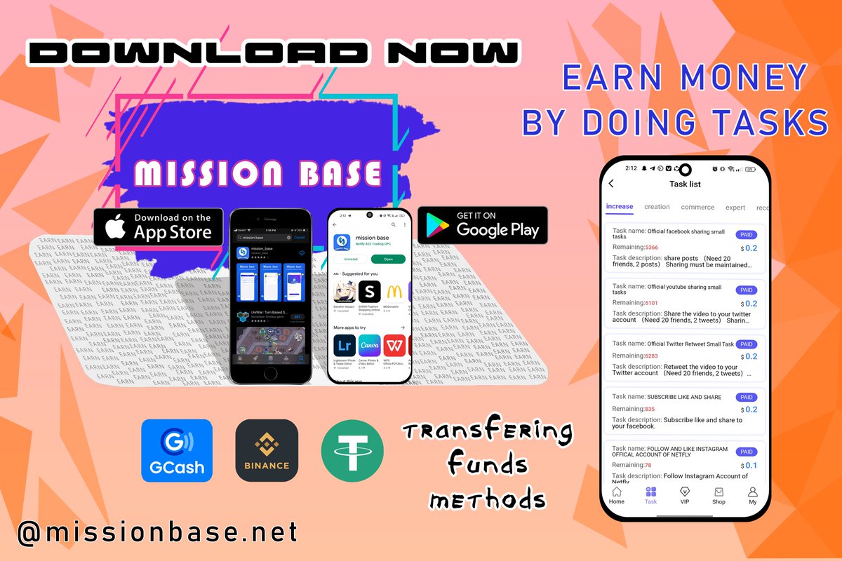 Earn money by doing tasks everyday and get free points by signing in daily!

Happy earning!

#MissionBase
#missionbaseplatform
#onlineearningapp