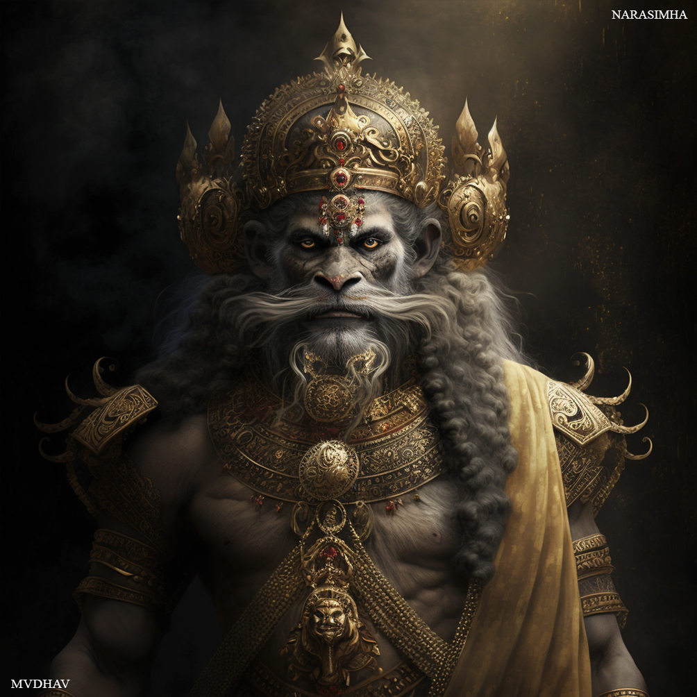 Avatar của Vishnu thứ 4 là truyền thuyết của Ấn Độ về vị thần Vishnu hóa thân thành Narasimha, một con thú với đầu sư tử và thân người. Ảnh được cập nhật vào năm 2024 với việc sử dụng công nghệ mới nhất, tạo nên hình ảnh tuyệt đẹp về vị thần và sự hiện diện của một con thú huyền thoại trên màn hình. Hãy cùng chiêm ngưỡng đẹp tuyệt vời của Vishnu Narasimha qua hình ảnh độc đáo này. (English translation: The 4th Avatar of Vishnu is an Indian legend about the god Vishnu incarnating into Narasimha, a beast with a lion\'s head and a human body. The image is updated in 2024 with the latest technology, creating stunning images of the deity and the presence of a mythical beast on screen. Let\'s admire the beauty of Vishnu Narasimha through this unique image.)