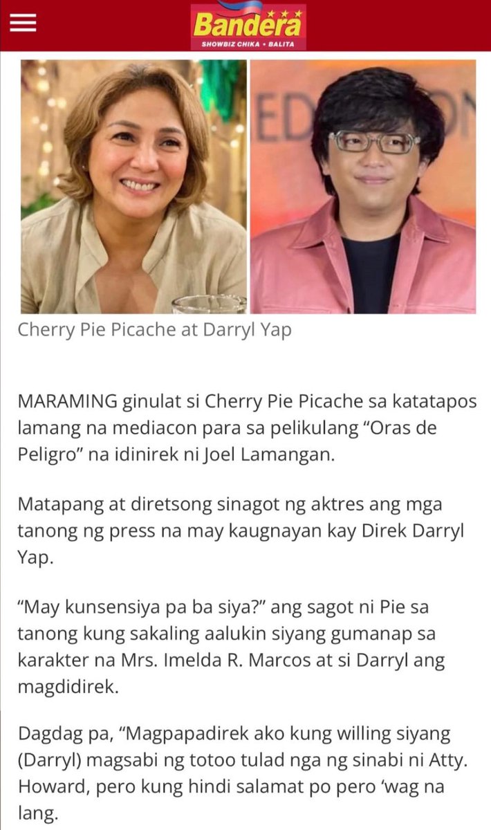 Ating tandaan na ang "KONSENSIYA" ay naka-ugnay din sa pansariling moralidad.

Ms. C_____ Pie, ipinangalandakan mo noon na pinatawad mo at niyakap ang pumatay sa Nanay mo, pero ang mga Marcos at kay Direk Daryl na wala direktang kaugnayan sa iyo ay galit na galit ka?

IMPOKRITA!
