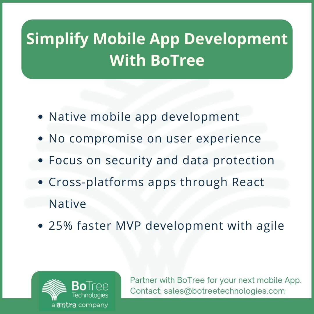 BoTreeTech's tweet image. The #mobileappdevelopmentteam at BoTree has built some of the most #creativeapplications that have brought in a worldwide audience. 

Get your #mobileapplication quote for FREE. 

Contact: sales@botreetechnologies.com 

#mobileapp #mobileappdevelopment