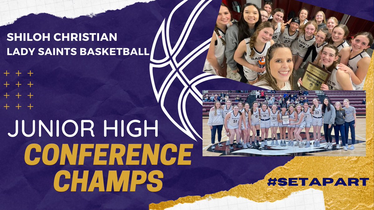 ShilohSaintsGBB's tweet photo. 🚨 CHAMP ALERT 🚨 

What an incredible finish to an incredible season! Junior High Lady Saints beat a VERY good Berryville team 41-35, to complete an undefeated conference run!

Not a bad first season at the helm for @emmacwisdom. https://t.co/DpXViFg1RO