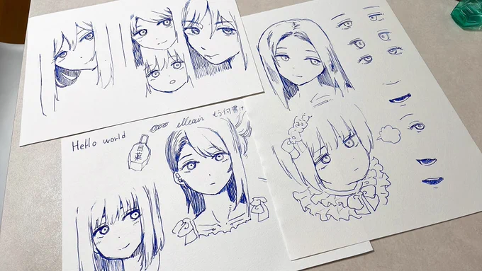 こっちはいつもの慣らし描き……インクなので、イベタ部分が塗り潰せるのが、絵面のメリハリ付けやすくていいですね #ガラスペン 