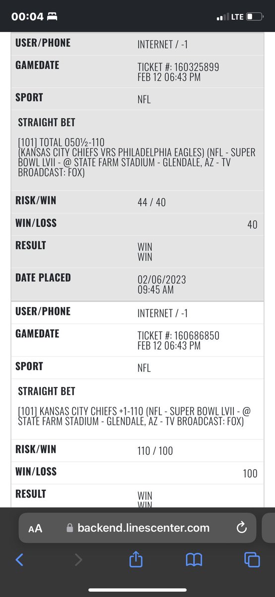TrickyTerrance's tweet photo. 7-0 day 

Northwestern +4.5 ✅
Northwestern +175 ✅
Chiefs +2.5 ✅
Chiefs +1.5 ✅
Eagles TT O26.5 ✅
Eagles/Chiefs 1h O 24.5 ✅
Eagles/Chiefs O 50.5 ✅

L3 weeks 50-12-1 
L6 days 24-4-1 

We are on the absolute heater of a lifetime. https://t.co/OZABEyx1vd