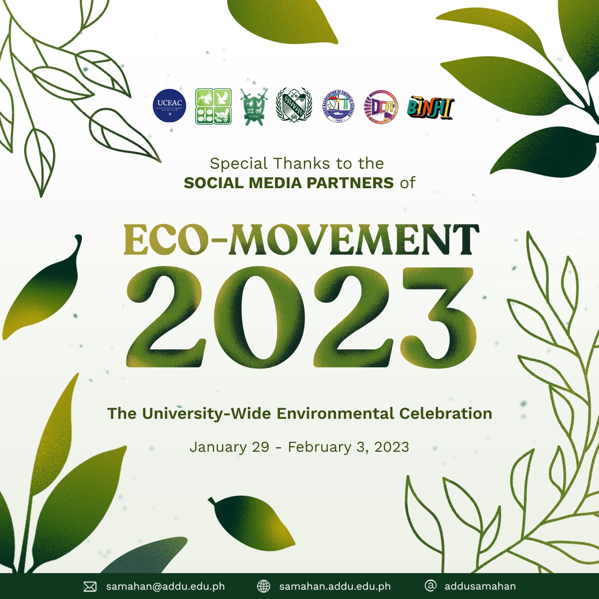 addusamahan's tweet photo. Together, let us commit to being stewards of the environment.

We extend our heartfelt gratitude to our partner organizations for their support in Eco-movement 2023: The University-Wide Environmental Celebration last February 3-4. 🌱

#EcoMovement2023
#MagisMovement

[1/4] https://t.co/Z4zQm5htE0