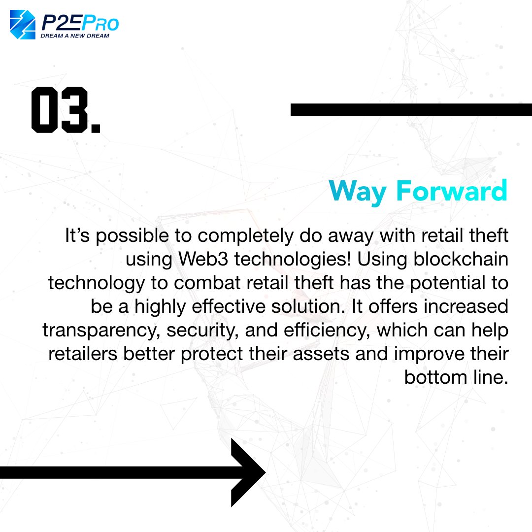 P2E_Pro's tweet photo. With blockchain technology, we're one step closer to combating retail theft.

#p2e #p2epro #web3 #blockchain #blockchaintechnology #defi #blockchainrevolution #blockchaintech #blockchaincommunity #blockchainindia #retail #retailtheft https://t.co/Nz5yg5JnMm