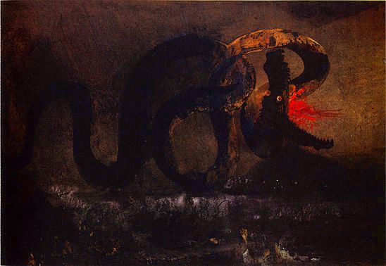 While the Serpent, from 1866, seems to touch on our most primordial and nightmarish fears, veering i