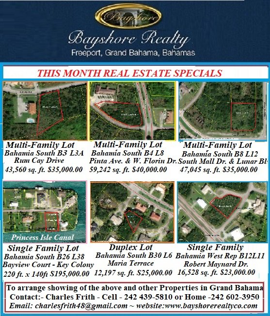 GRAND BAHAMA REAL ESTATE MONTHLY SPECIAL