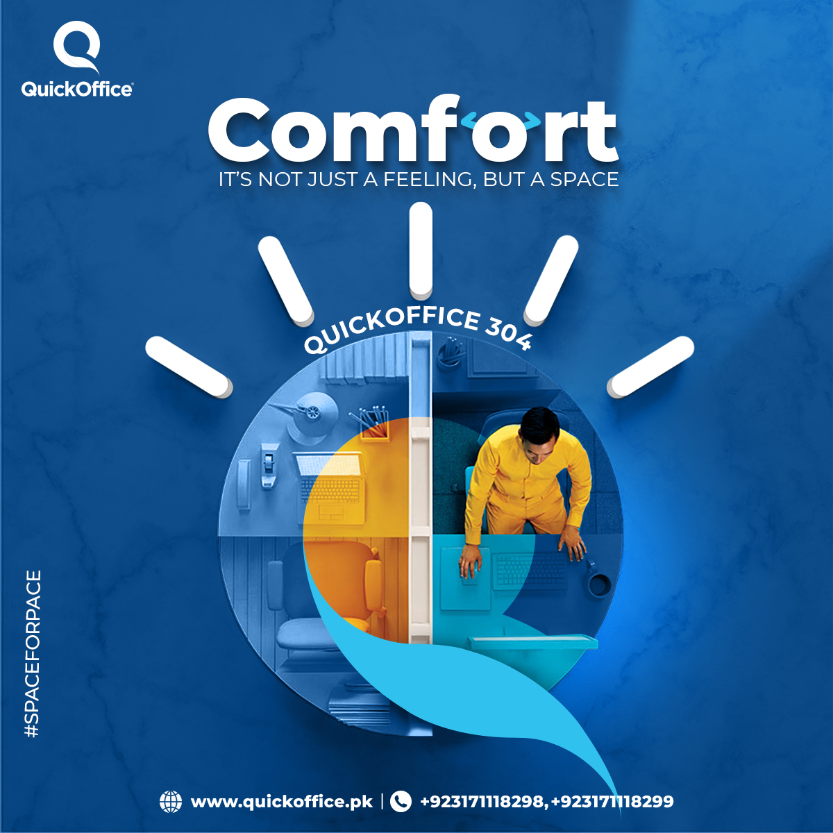 QuickOfficePak's tweet photo. At QuickOffice 304, comfort is more than just a name for a feeling; work in the pleasant working space to have the best work experience.

Book your space now

Contact details:
03171118298
03171118299

#QuickOffice304
#UpperMall
#WorkComfort
#NameofFeeling
#ComfortWorkExperience https://t.co/ETF9Czc0uf