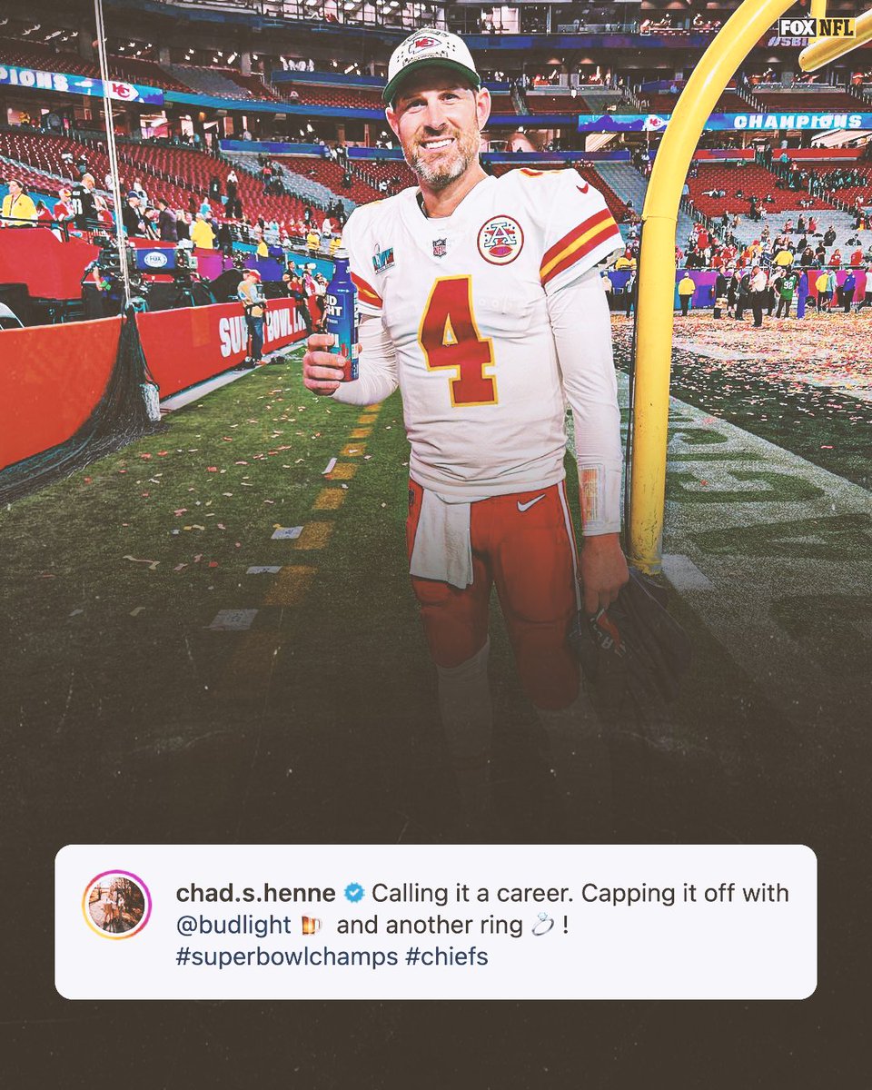 NFLonFOX's tweet photo. Chad Henne is going out on top 💍

Congrats on a great career! 👏 https://t.co/FnXGCsnvqQ