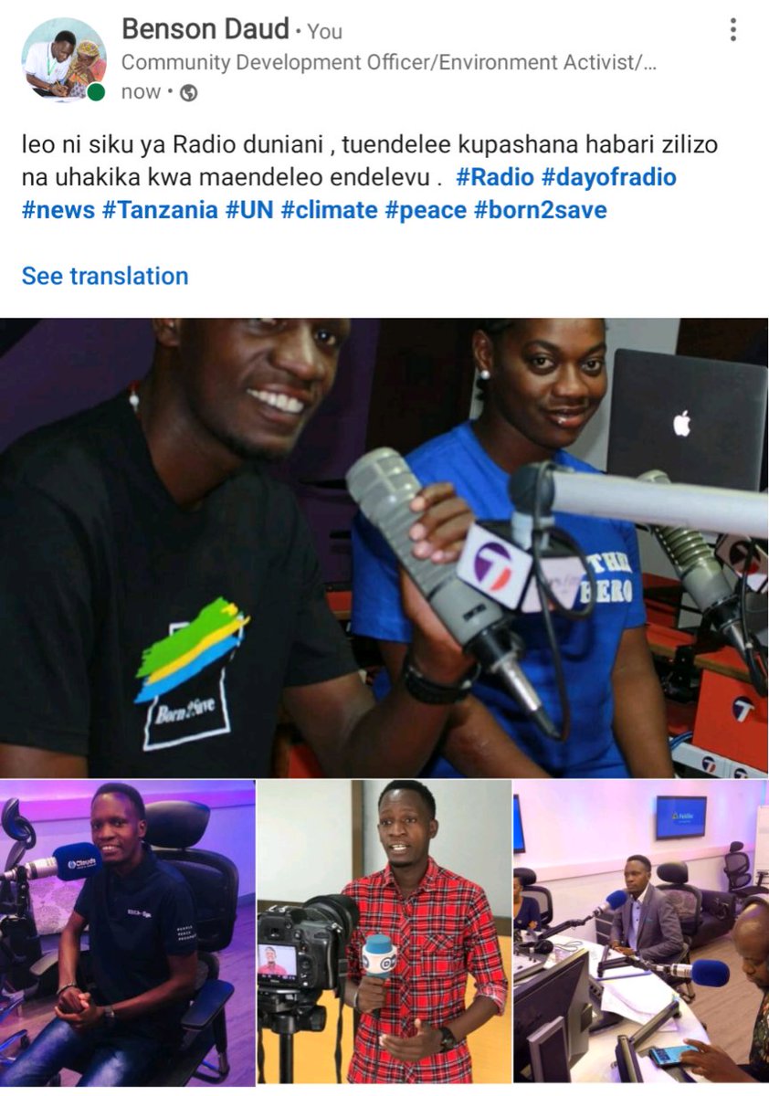 BensonDaudi1's tweet photo. Leo ni siku ya Radio duniani. @CloudsMediaLive @masoudkipanya @IshengomaIrene @chapo255 @EAPhilanthropy #News #Radio #media #Tanzania #born2save https://t.co/PP5Wq6YJaE