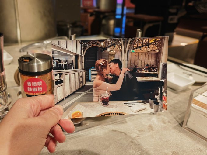 Couple more cute pics from that day...  (Yes there's a video of the 10-second "extra BBQ meat kiss",