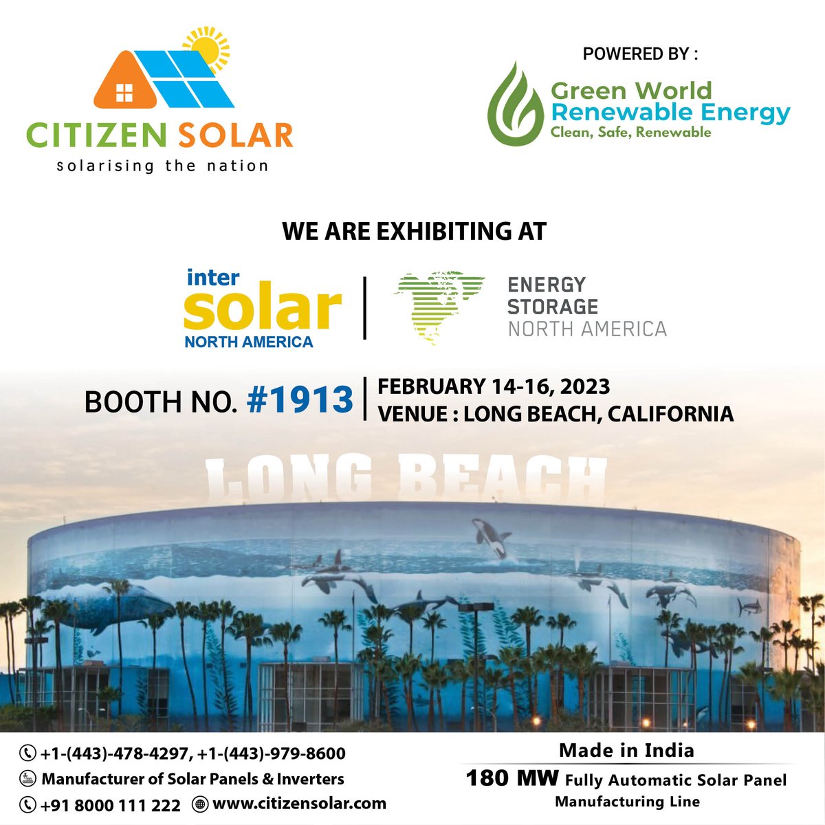 We are exhibiting at Inter Solar North America.

#intersolar #solarbusiness #intersolarnorthamerica  #solarpanelmanufacturer #solarenergy #renewableenergy #greenenergy #northamerica #california #solarpower #CleanEnergy  #solarinverter #gosolar #CitizenSolar #madeinindia