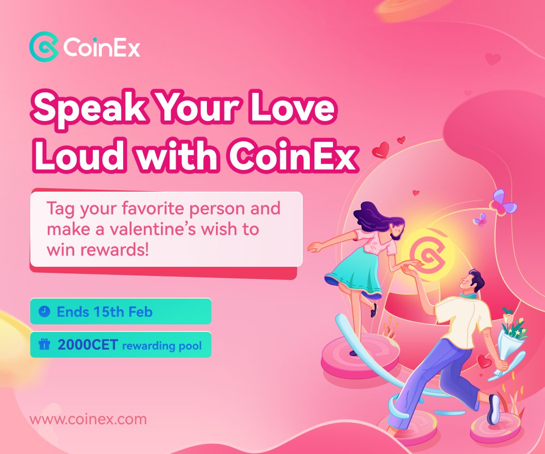 coinexindia's tweet photo. Are You Ready For Valentine's Day Campaign? 💰

Tag your Favorite Person and comment your valentine's day wish 😍
 
To Join this Giveaway Enter Here: 👉https://t.co/C7u7TTxhNg

Like | Retweet | Comment ✅ 
#CoinEx  #ValentinesDay2023 #ValentinesDayWithCoinEx https://t.co/pkneBeI59x
