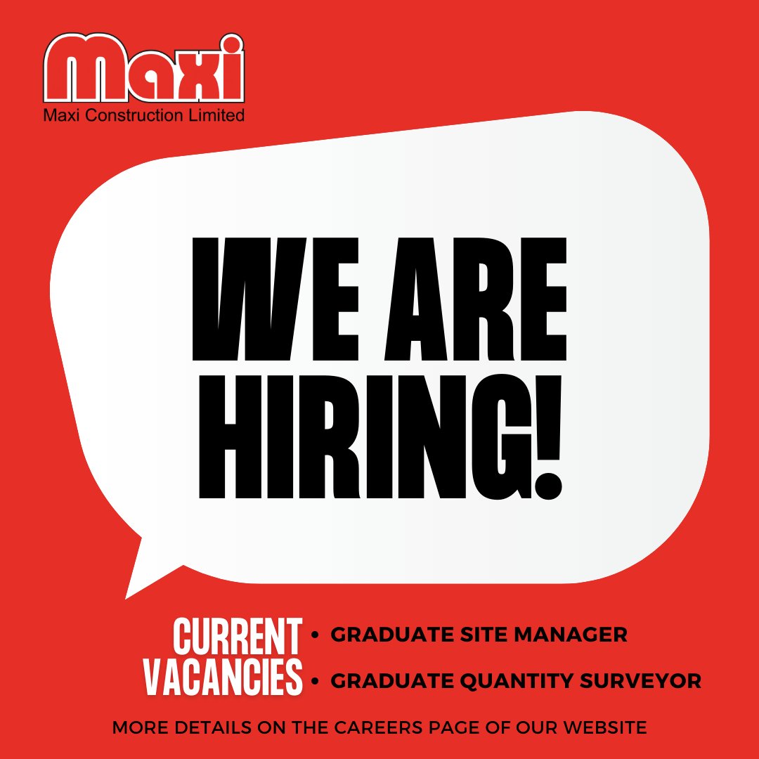 MaxiConstruct's tweet photo. If you are interested in joining us, visit our website to find out more about our current vacancies and how to apply! https://t.co/C9DFAJKqpF

#construction #hiring #graduateopportunities https://t.co/HxKNA459jL