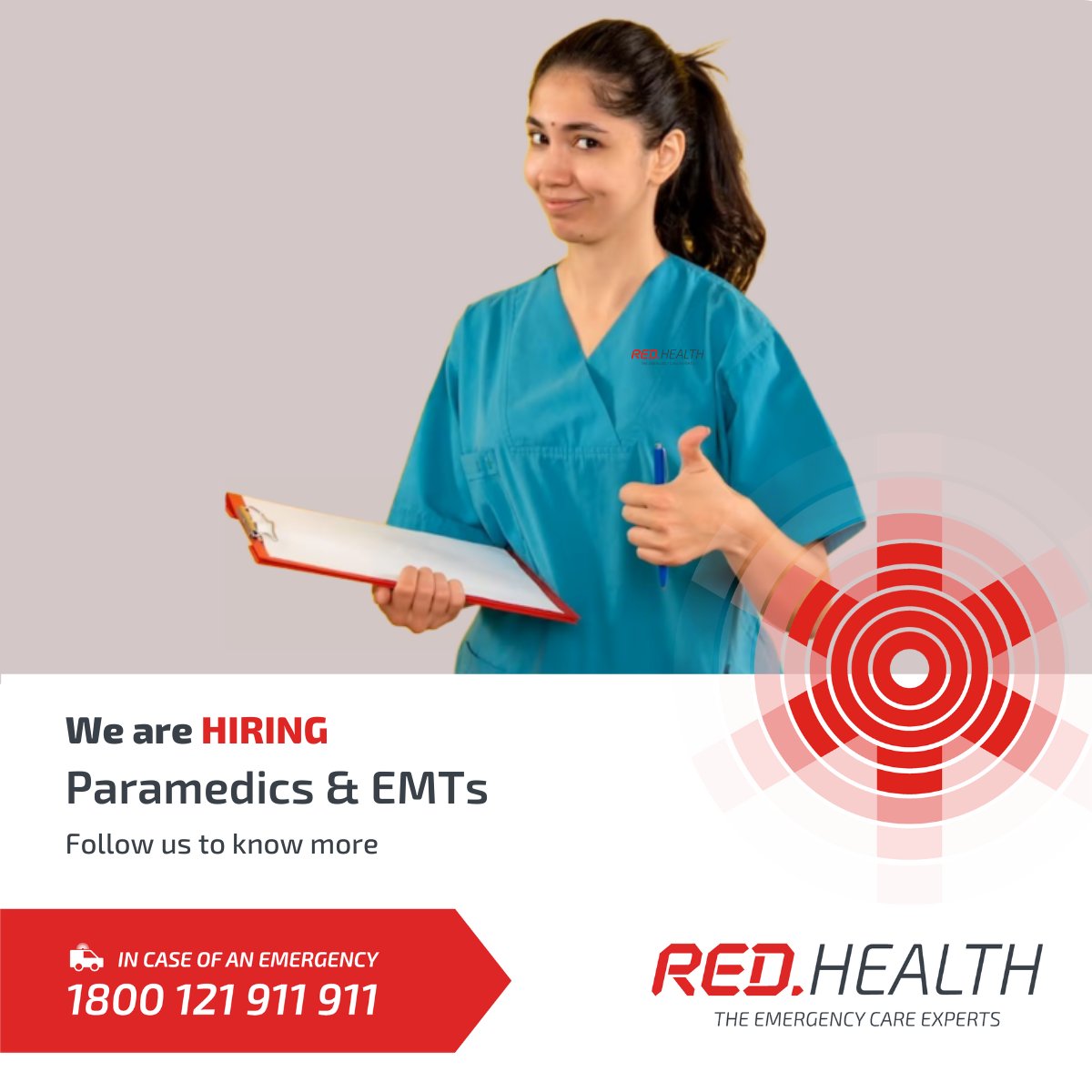 theredhealth's tweet image. Calling all lifesavers! 🚨We're looking for dedicated &amp;amp; skilled EMTs and paramedics to join our team across India. Follow us for more updates &amp;amp; opportunities to join us on our mission to save lives.

#hiring  #EMTJobs #ParamedicJobs #MedicalCareers #india #jobs #REDHealth🚑