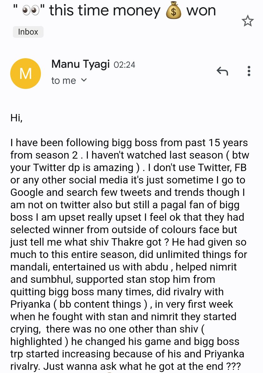 BiggBoss_Tak's tweet photo. Received a mail from a fan who has been following Bigg Boss for the past 15 years. Your opnions? #BiggBoss https://t.co/p9BbfIHUgs