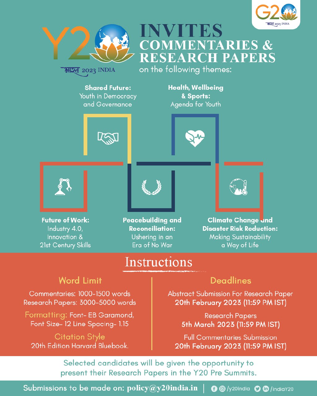 Y20 India on Twitter "Deadline for abstract submission for research