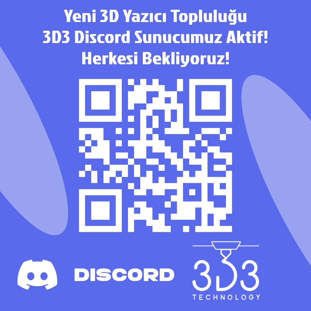 Birçok farklı konuda 3D Teknolojilerini konuşabileceğimiz, baskılarımızı paylaşabileceğimiz, her konuda birbirimize destek olabileceğimiz Discord sunucumuz aktif durumda! Topluluğumuzu hep beraber büyütelim!

Davet linkimiz: discord.gg/gPsffbfU