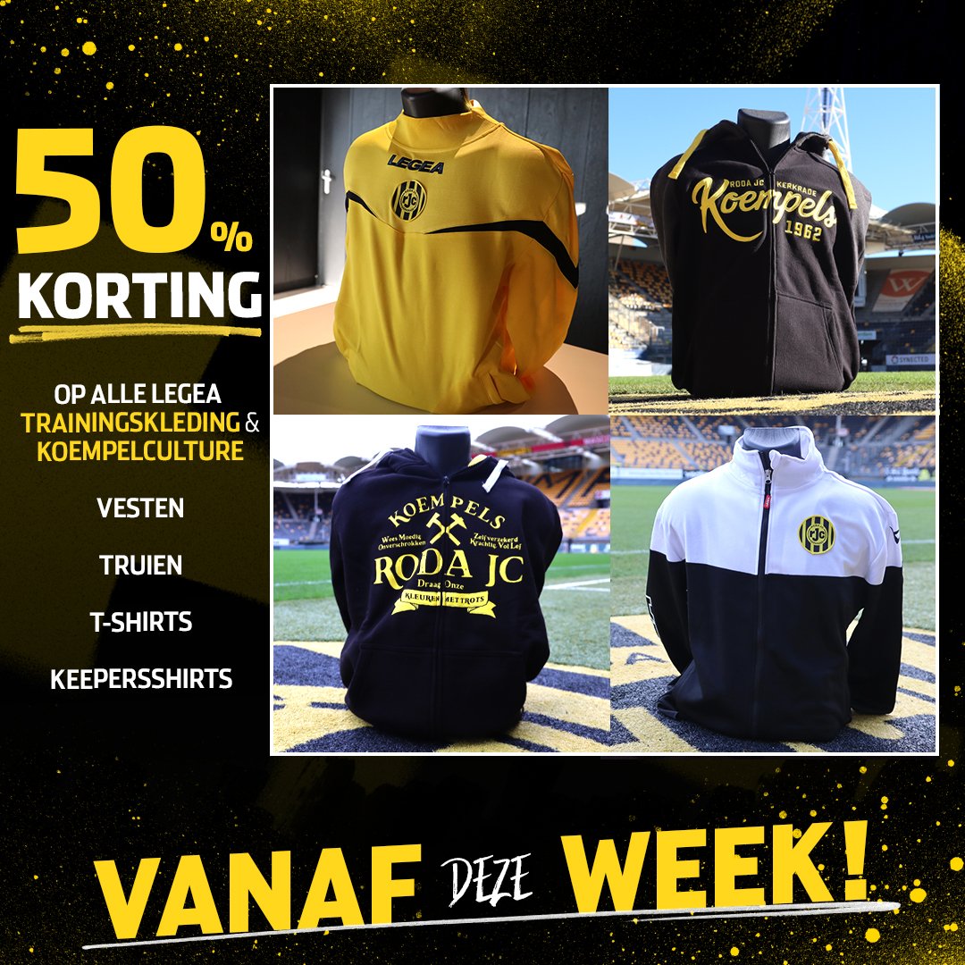 𝗩𝗔𝗡𝗔𝗙 deze 𝗪𝗘𝗘𝗞 🤩

𝟱𝟬% 𝗸𝗼𝗿𝘁𝗶𝗻𝗴 op alle casual kleding van Koempel Culture ⚒️

🔗 bit.ly/KoempelCulture

#RodaJC #Fanshop