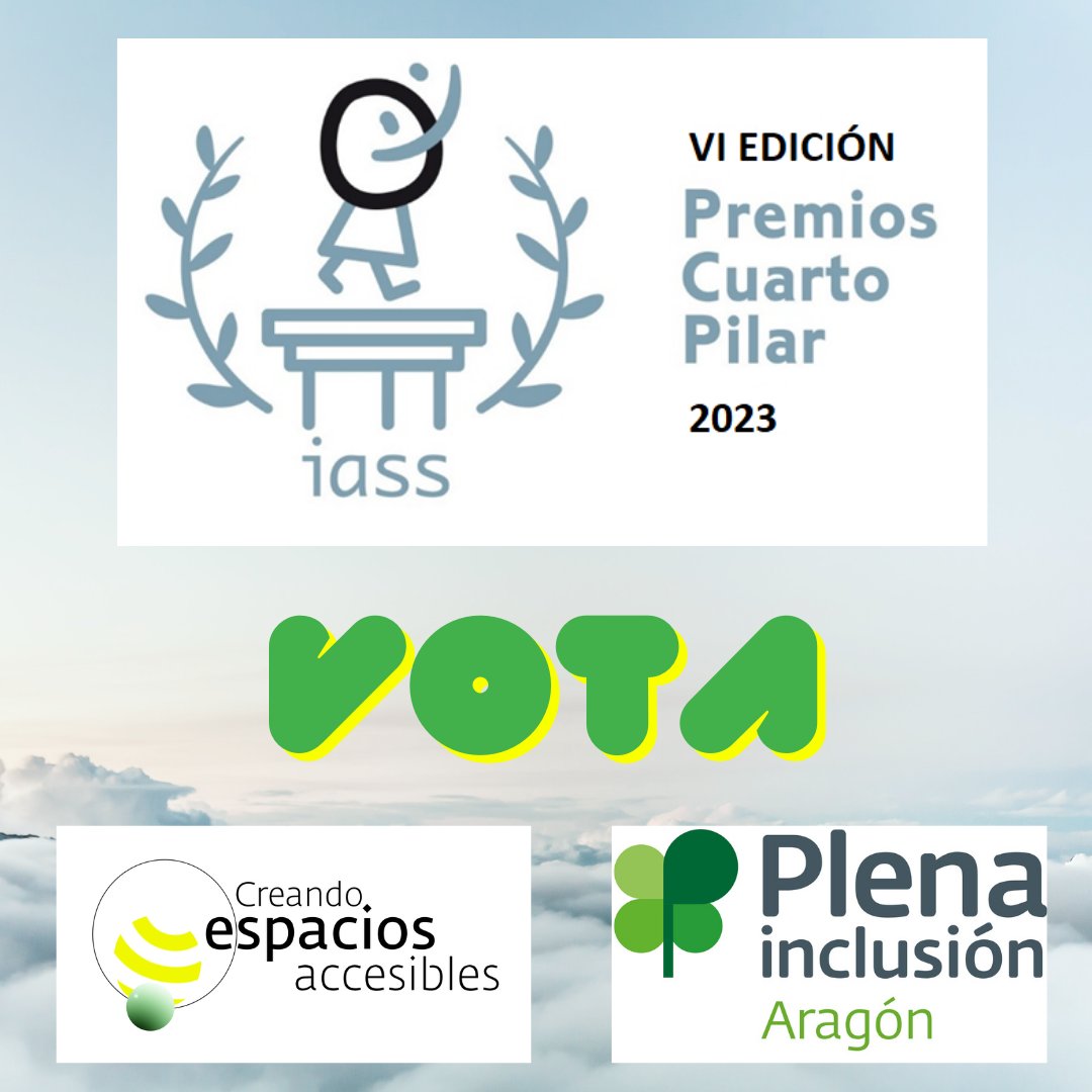 El servicio <a href="/CEAccesibles/">Creando Espacios Accesibles</a> de <a href="/PlenaAragon/">PlenaInclusiónAragón</a> es candidato a los #PremiosCuartoPilar del <a href="/IASSAragon/">IASSAragón</a> en la categoría de Proyecto Transformador.
¡Apóyanos con tu voto!

Ya puedes elegir tus candidaturas favoritos en este enlace:
encuestas2.aragon.es/index.php/5719…