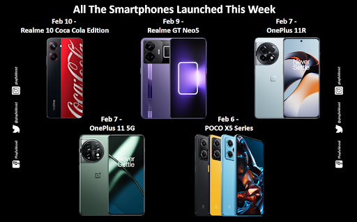 playfuldroid's tweet photo. Weekly roundup: A quick look at some of the notable smartphones launched this week.
#RealmeGTNeo5 #OnePlus11R #OnePlus5G #POCOX5Pro https://t.co/XkjH7a8sFI