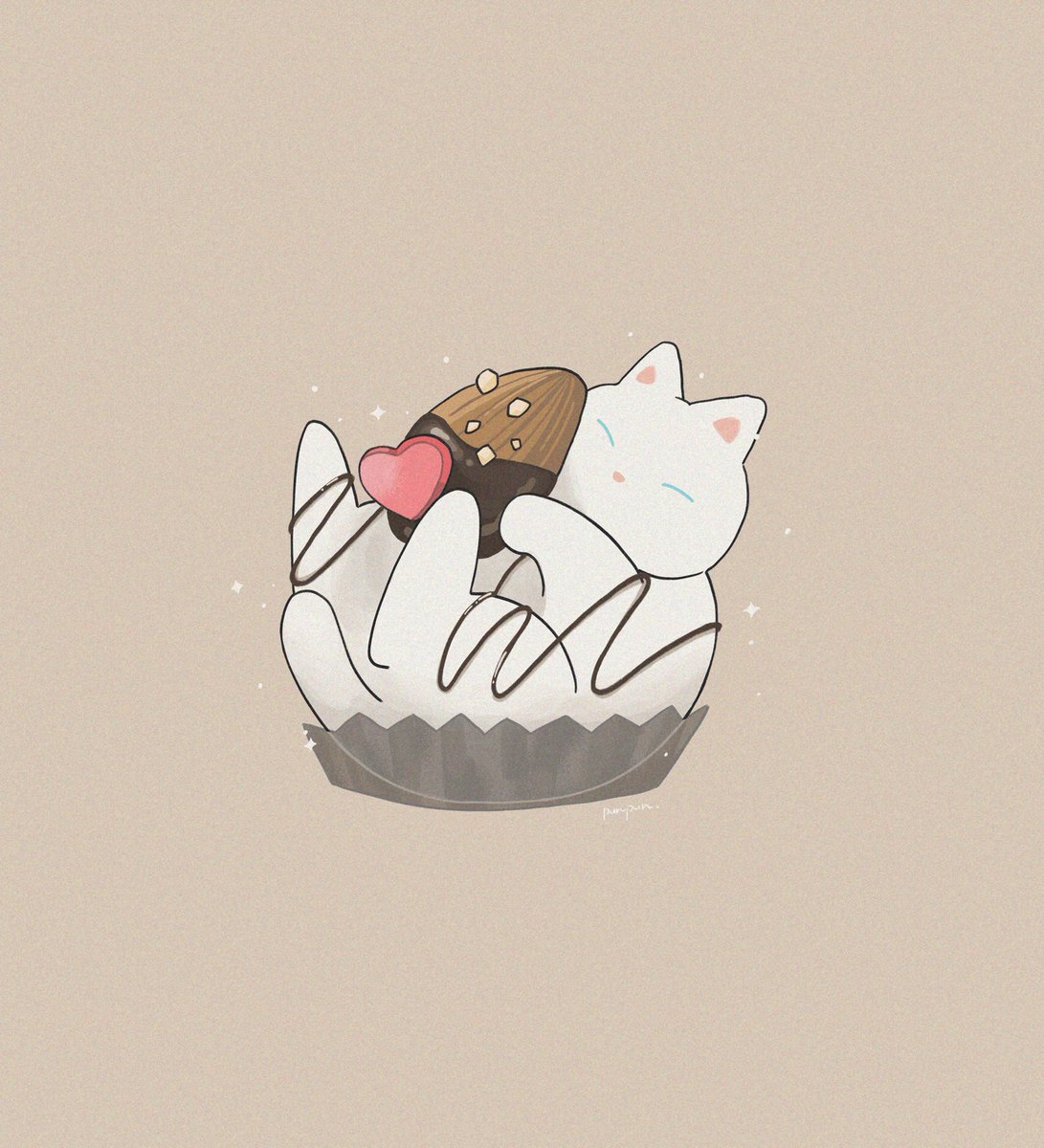 cat no humans white cat simple background heart animal focus sparkle  illustration images