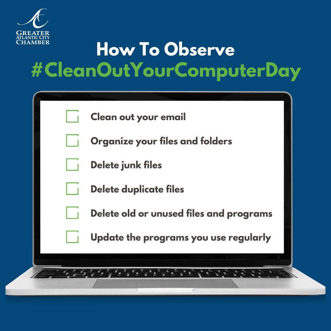 AcChamber's tweet image. In 2000, the Institute for Business Technology first promoted National #CleanOutYourComputerDay every year on the second Monday in February, aka today! See a few tips for cleaning out your computer below. 

Will you check off any of the items on our list today? Let us know 👇