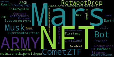 infokalyptisch's tweet photo. Trending in my timeline now: #Mars (3) #NFT (3) #ARMY (2) #CometZTF (2) #Bot (2) #Musk (2) #RetweetDrop (1) #msinisahaukipenzichenu (1) https://t.co/LyL6coHlLx