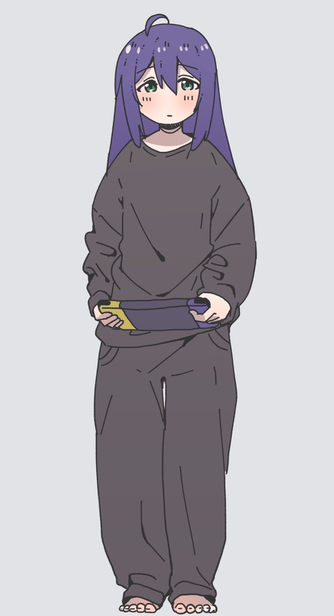 mochizuki anna 1girl solo long hair simple background full body ahoge purple hair  illustration images