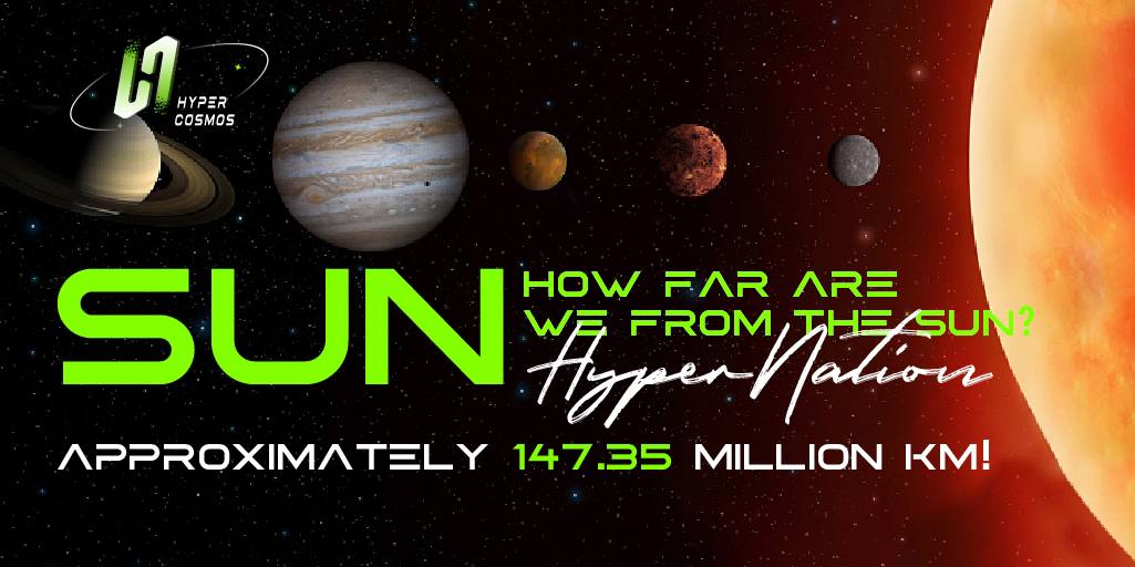 Do you know: How far are we from the sun? 
It's approximately 147.35 million KM!
Explore more: 🪐hypercosmos.net

#HyperCosmos #metaverse #blockchain #crypto #nft #defi #dao #btc #eth