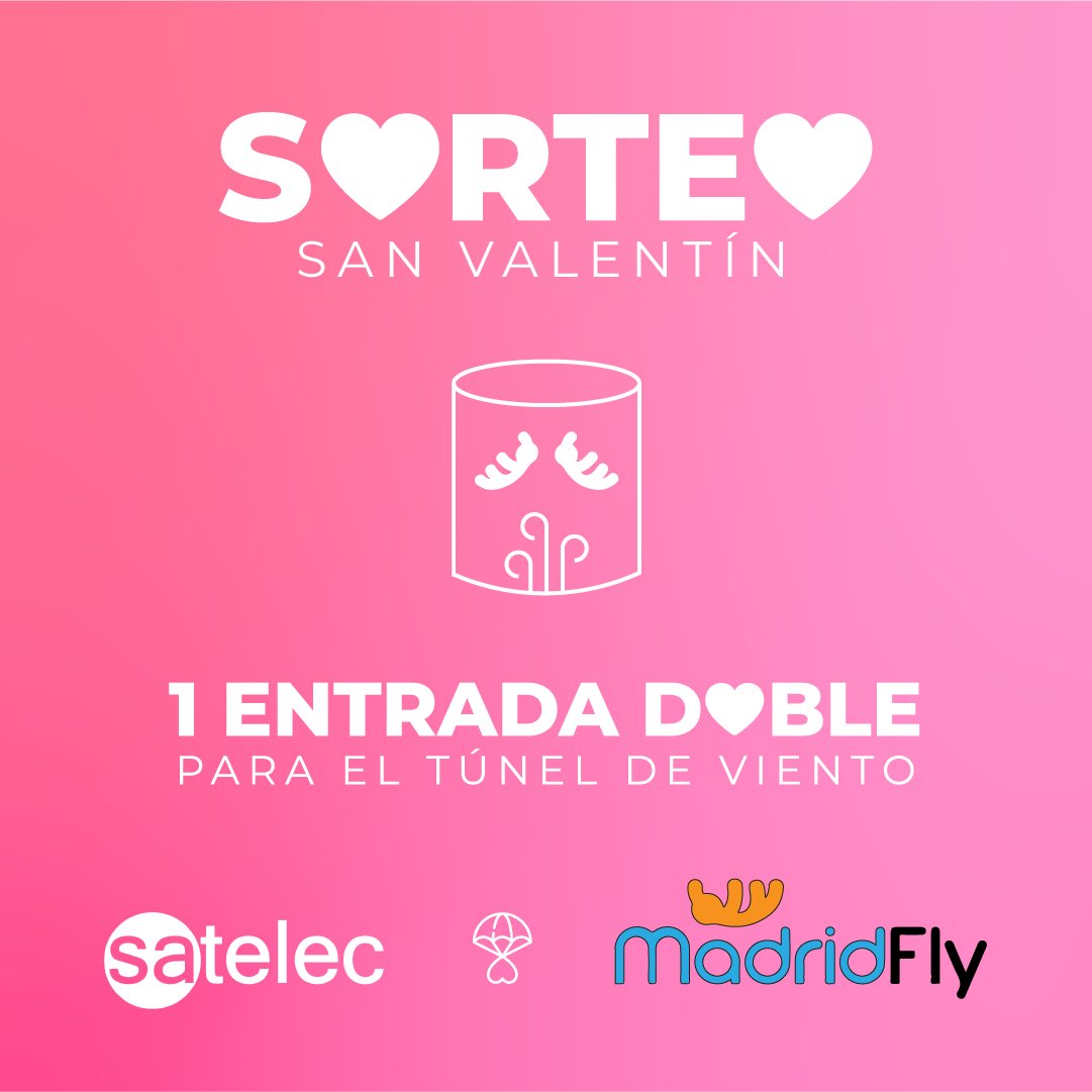 satelec_etsit's tweet photo. 💕¡Este San Valentín, no dejes que el amor se escape!💕

Sorteamos una entrada doble para el Túnel de Viento de MadridFly 💨 para que puedas vivir una experiencia de vértigo junto a tu media naranja 💑. https://t.co/6HcnoTzwUU